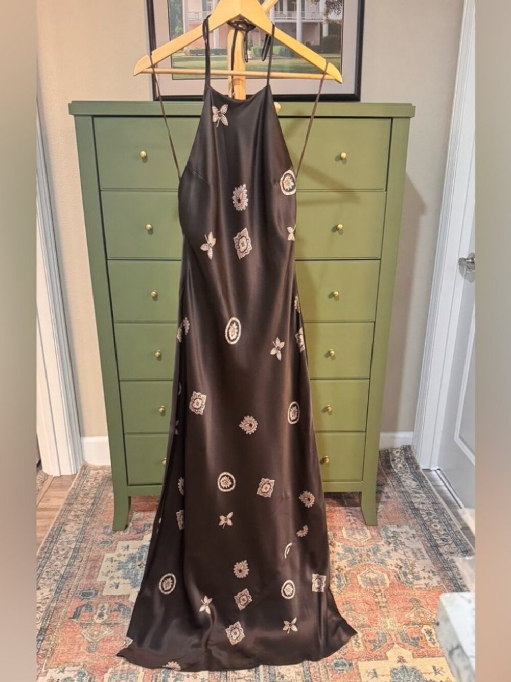 Reformation Jeany Silk Dress In Palace - Picture 6 of 6